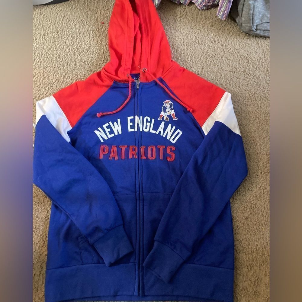 Majestic New England Patriots Zip Up Hoodie Sweatshirt NWOT